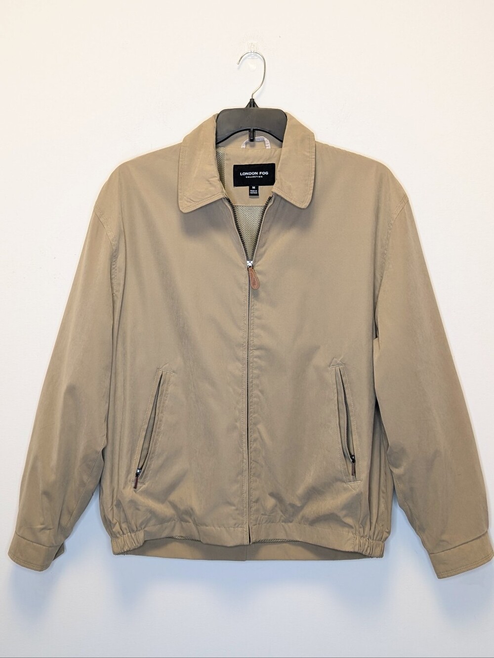 London Fog Collection Tan Lightweight Golf Jacket Mesh Lined Full Zip Men's M